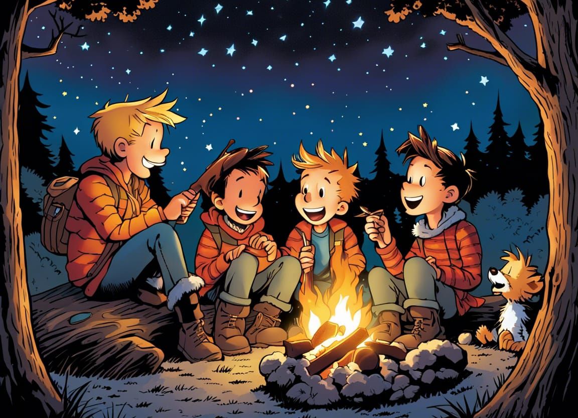 Friends Singing by Campfire Comic Panel