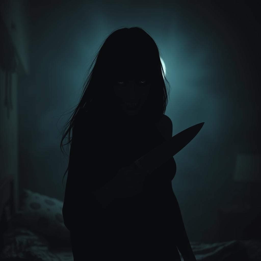 Sinister Dark Haunting Feminine Silhouette in Gothic Style