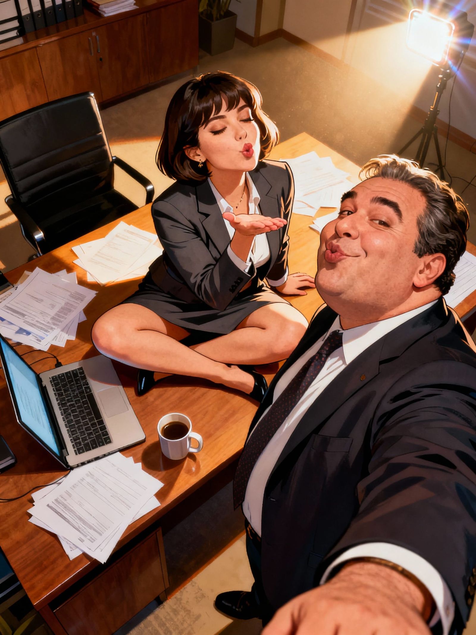 Secretary Flirts With CEO in Office Selfie