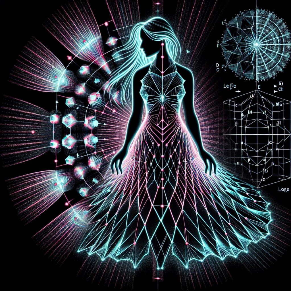 Ethereal Figure in Neon Crystal Patterns