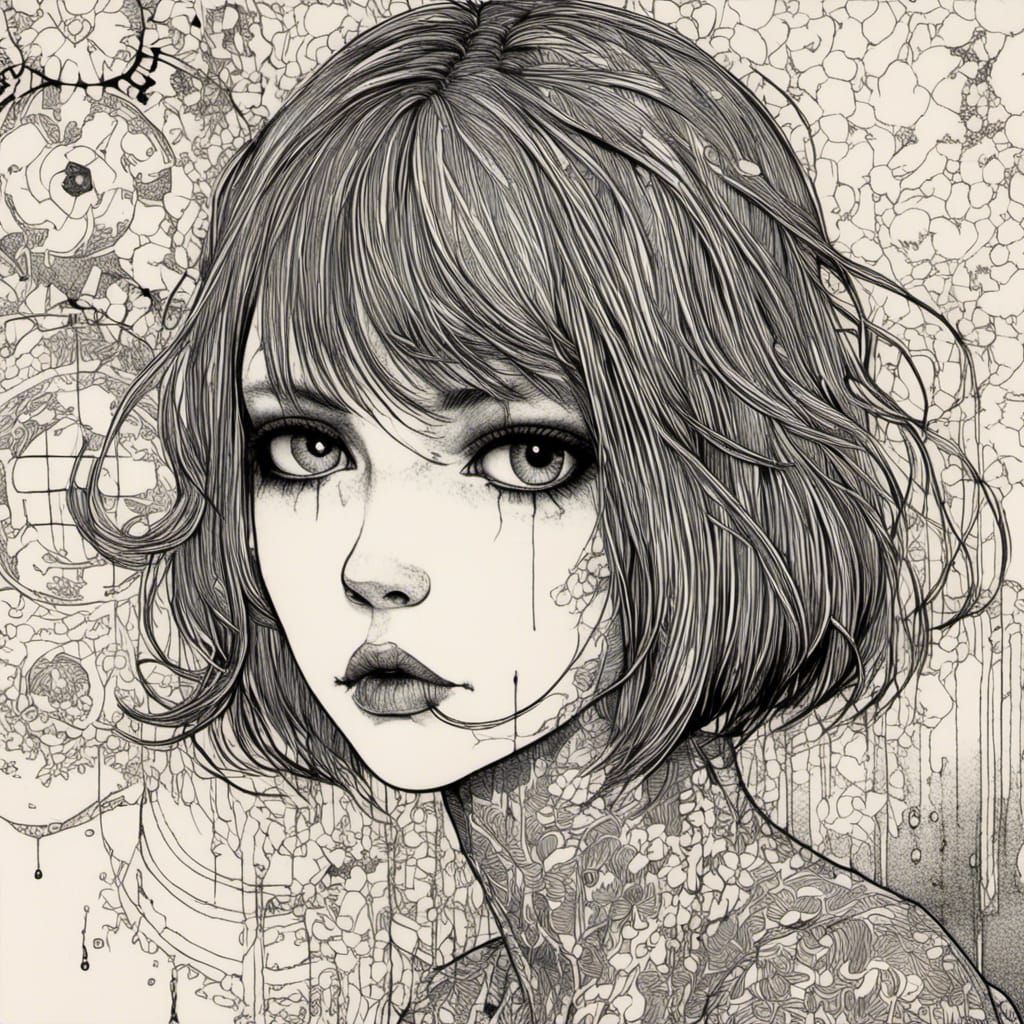 Girl's Portrait in Art Brut Style