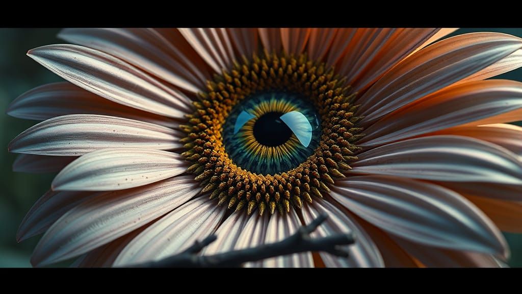 Surreal Daisy Eye in Twisted World, Digital Art