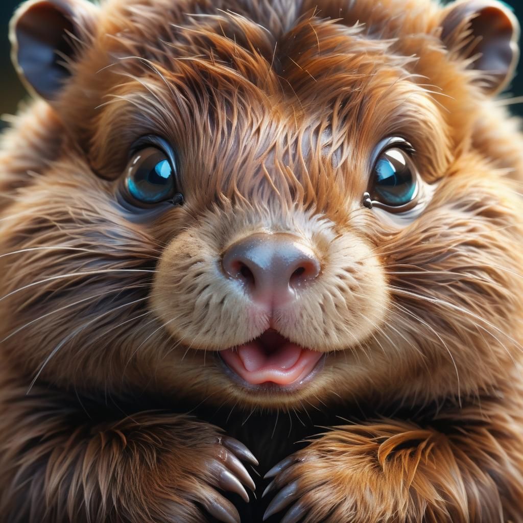 Adorable Newborn Beaver Close-Up in 8K
