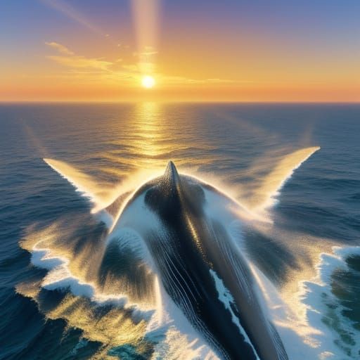 Whales Swimming in Vibrant Watercolor Dreamscape