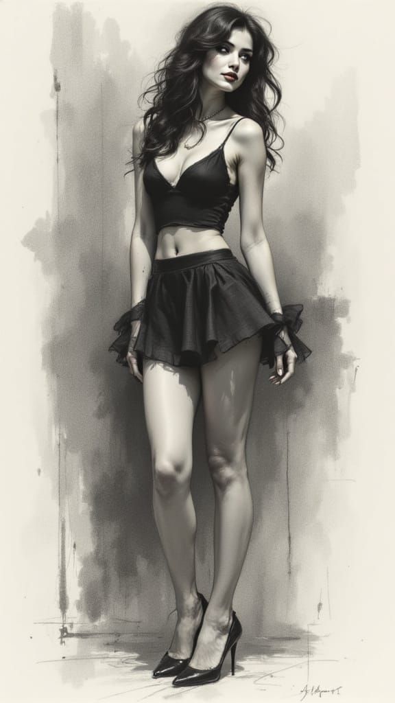 Fairy in Charcoal Study with Come Hither Gaze