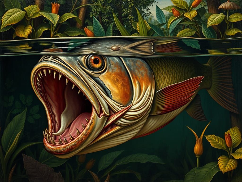 Piranha in Amazon, Hieronymus Bosch Style