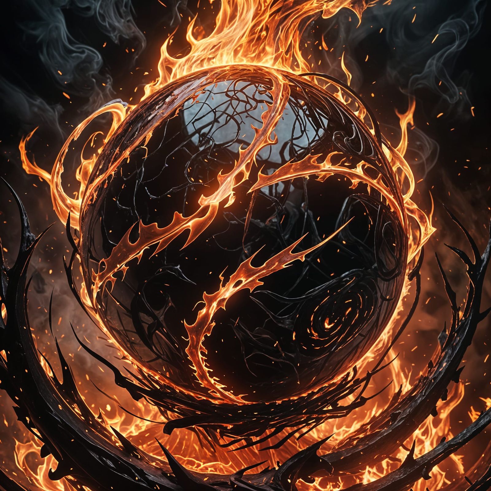 Infernal Sphere with Crimson Flames and Dark Energy