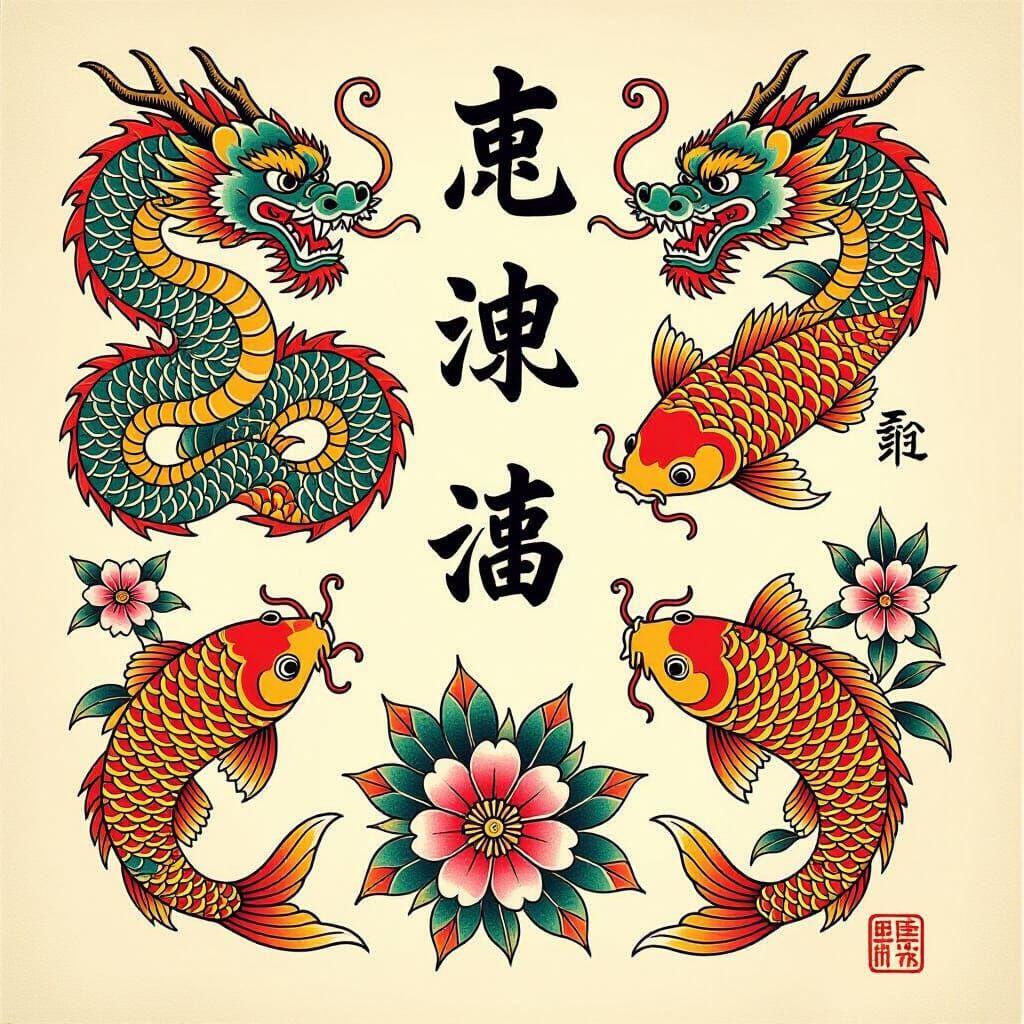 Japanese Dragon Tattoo Designs in Traditional Style