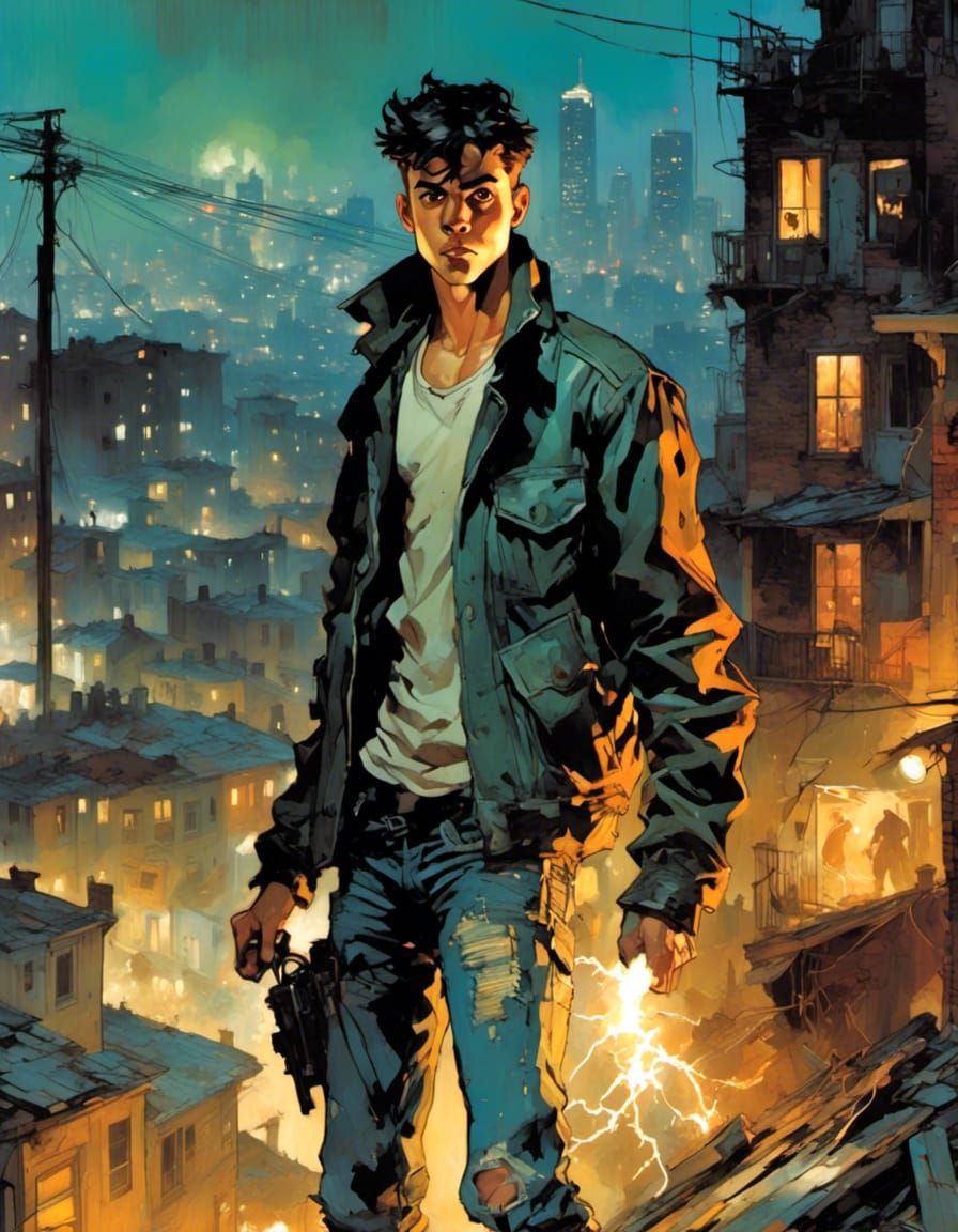 Superpowered Teen Vigilante Portrait in Comic Art Style