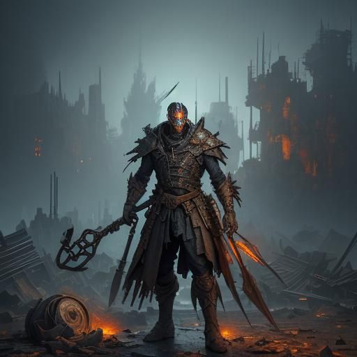 Humanoid Scavenger in Detailed Matte Painting