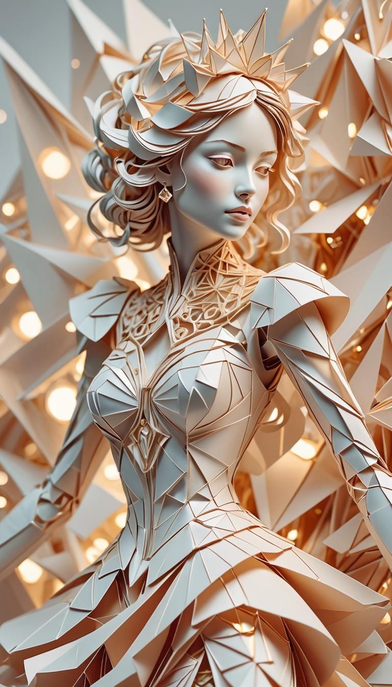 Elegant Paper Woman Dancing in Soft Light