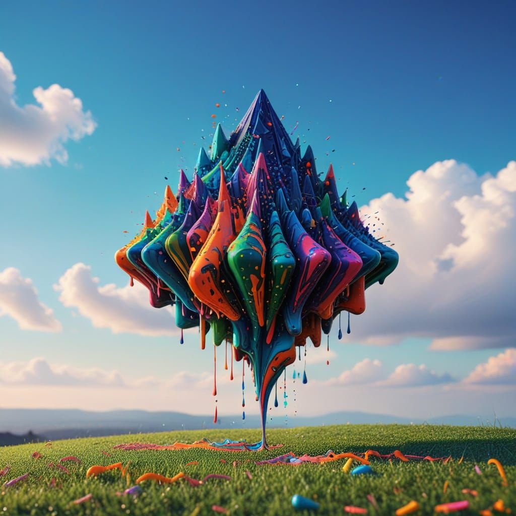 Psychedelic Neon Crayons Melting in Geometric Swirl