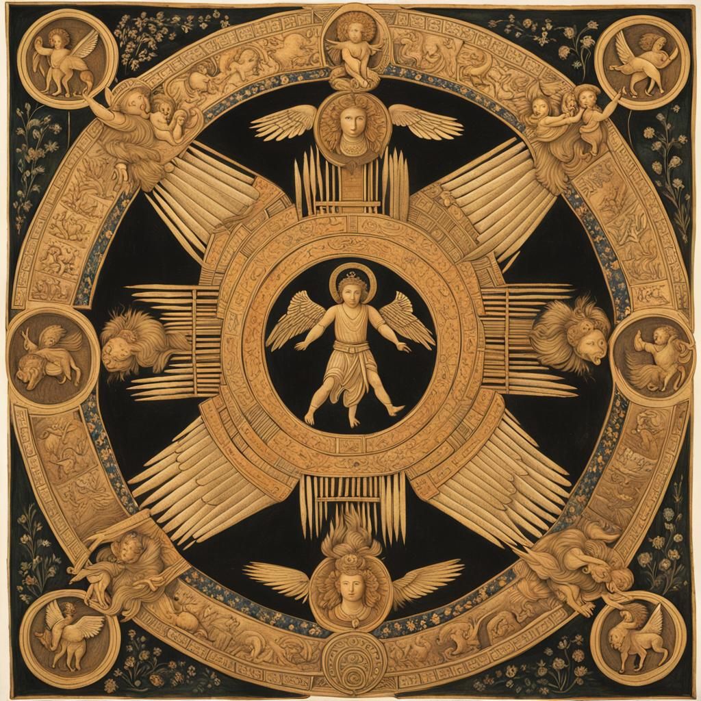 Majestic Cherubim: Detailed Matte Painting of Divine Being