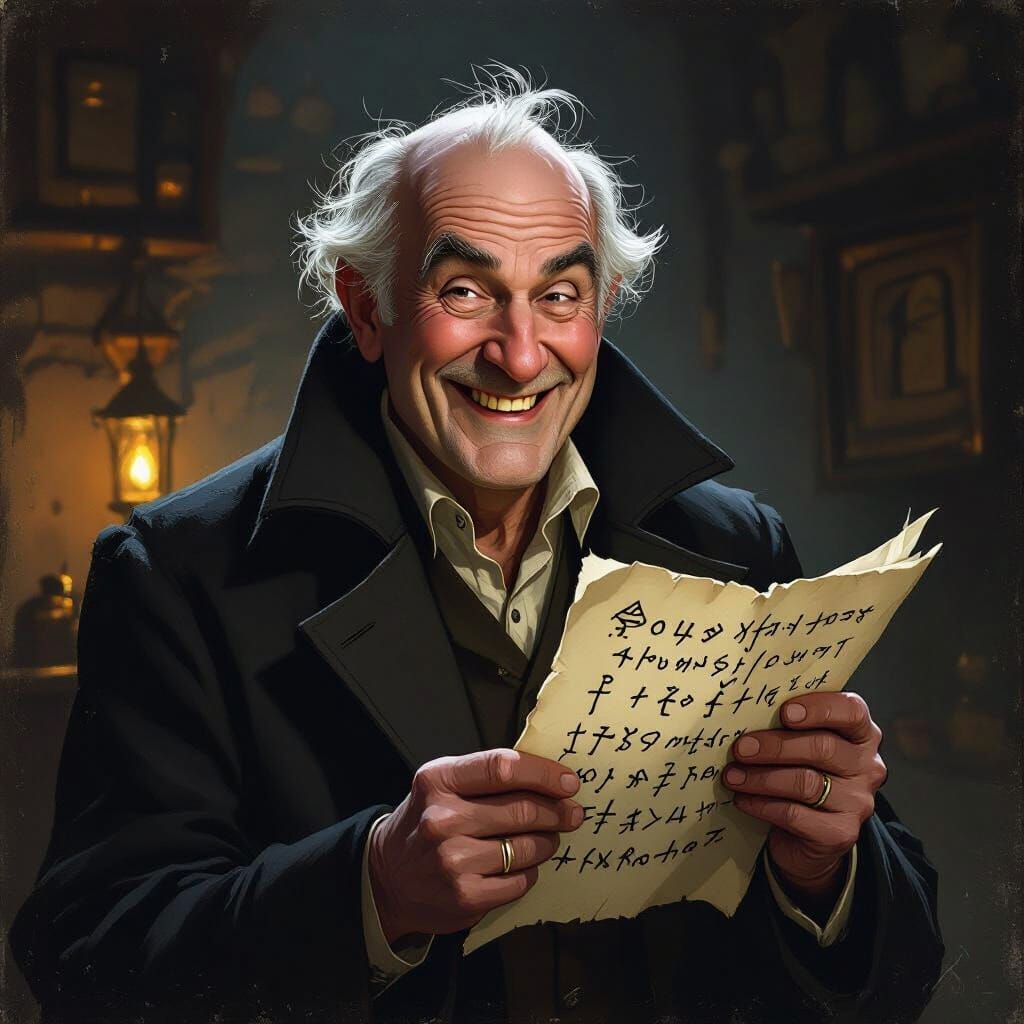 Man's Unsettling Discovery in Dark Fantasy Style