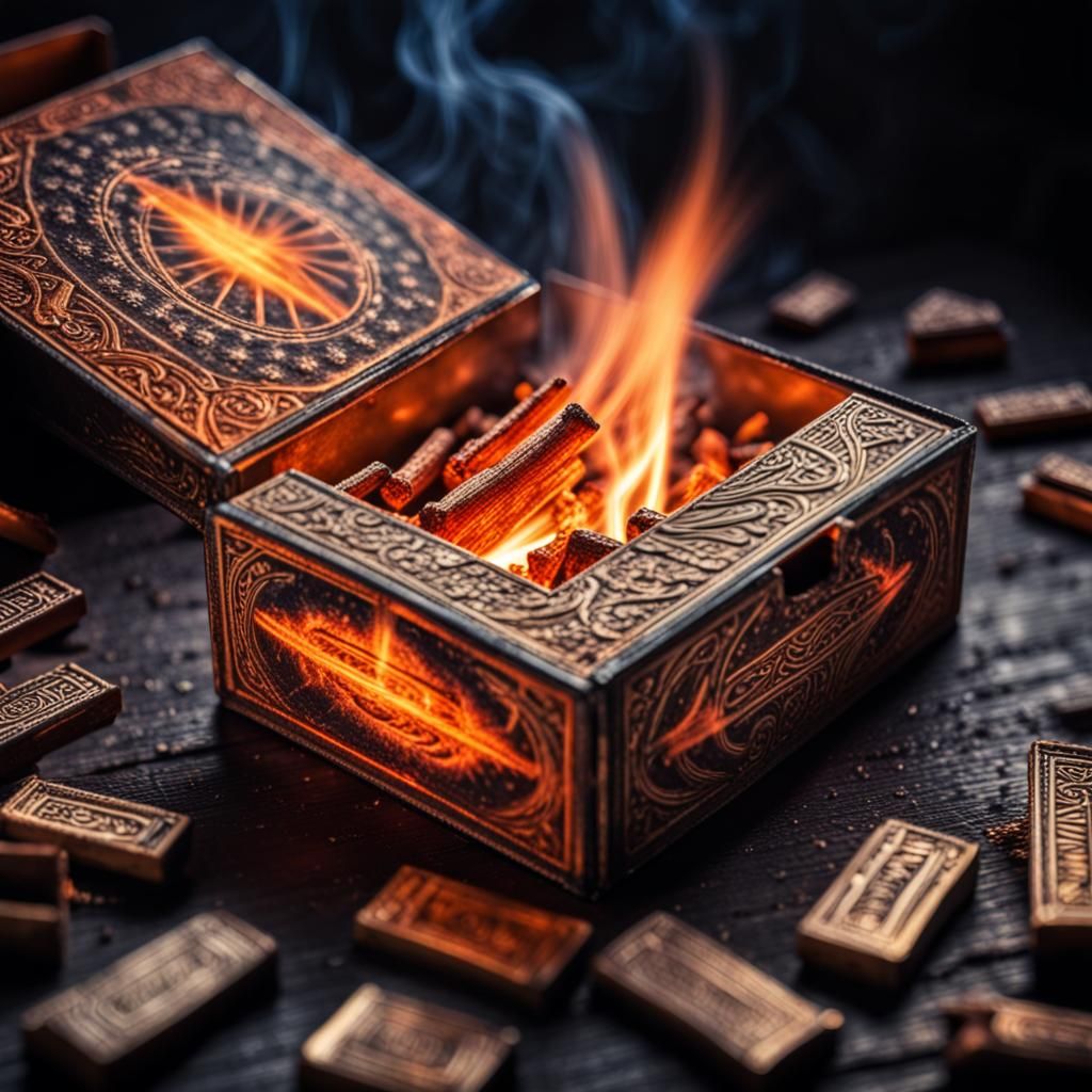 Macro Photograph of Celestial Fire Matchbox