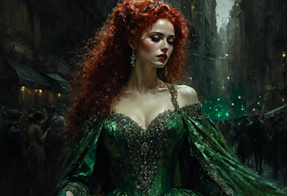 Glittering Vampiress as Bride of Dracula in Oil