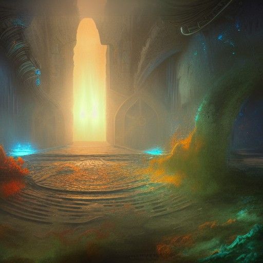 Underwater Portal in Mariana Trench, Digital Art