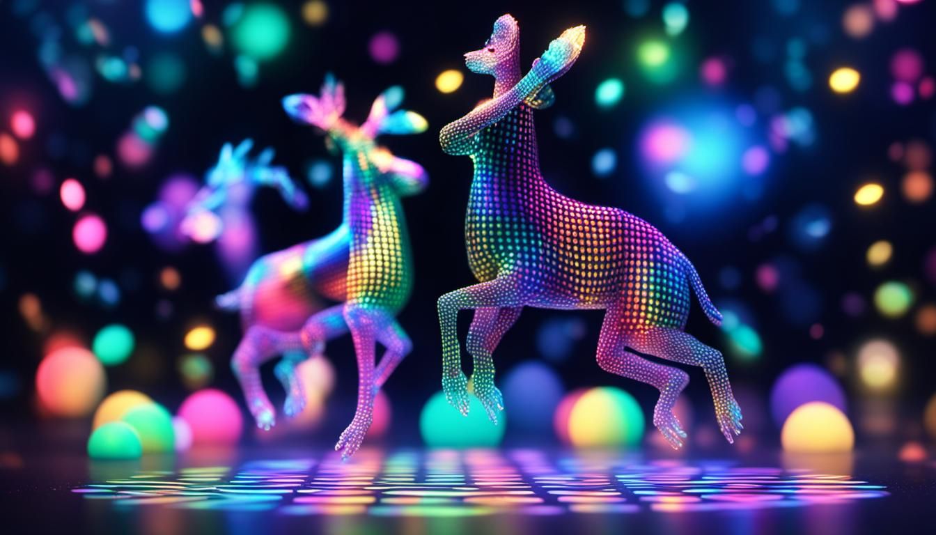 Holographic Fiesta Poses in Asymmetric Photorealistic Style
