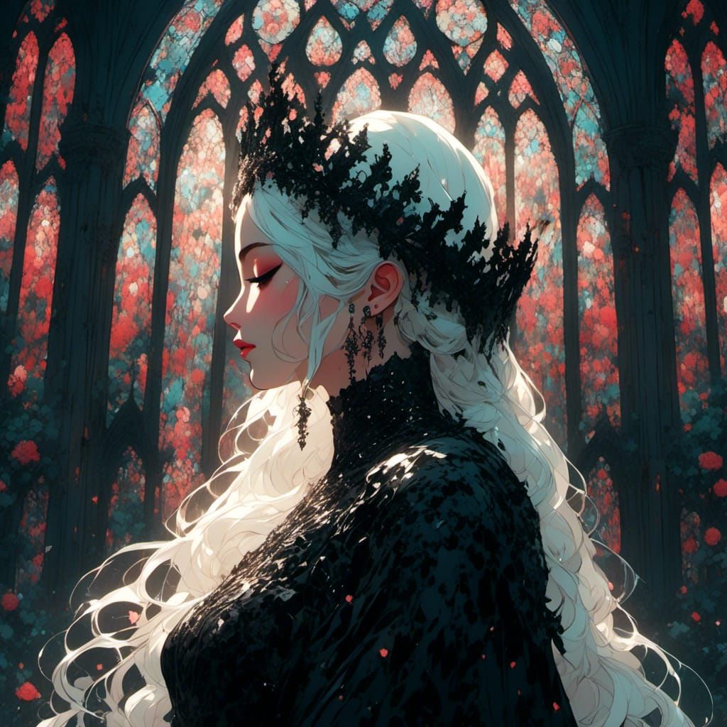 Gothic Bride Crying in Baroque Style