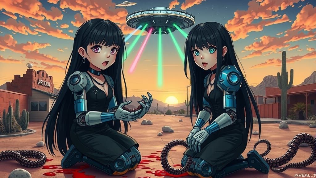 Cybernetic Vampire Kids in Retro Anime Style