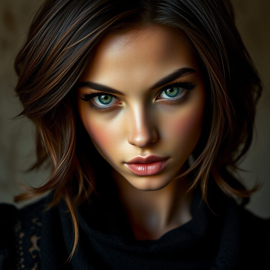 Young Libyan Woman with Turquoise Eyes and Lace