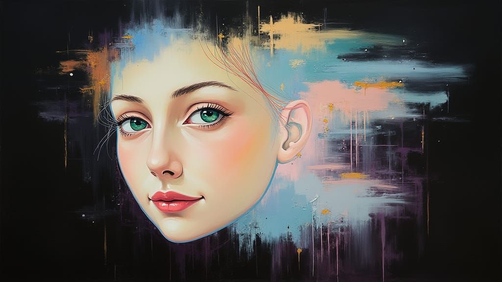 Surreal Angelic Portrait in Expressive Oil Painting