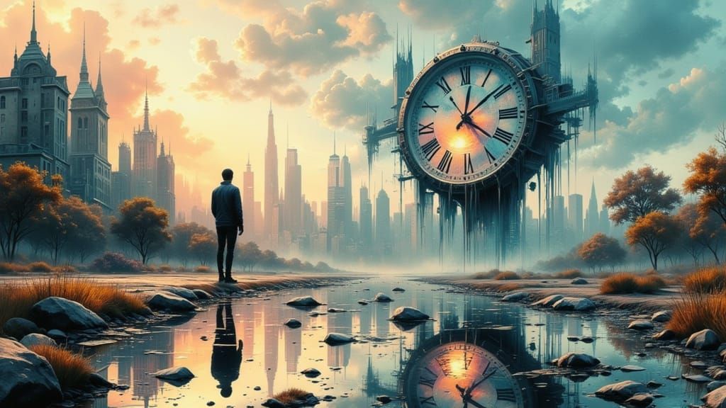 Glitch Art: Distorted Reality with Melting Clock