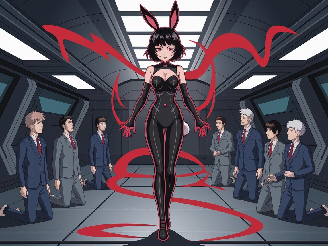 Evil Anime Rabbit Woman in Futuristic Suit