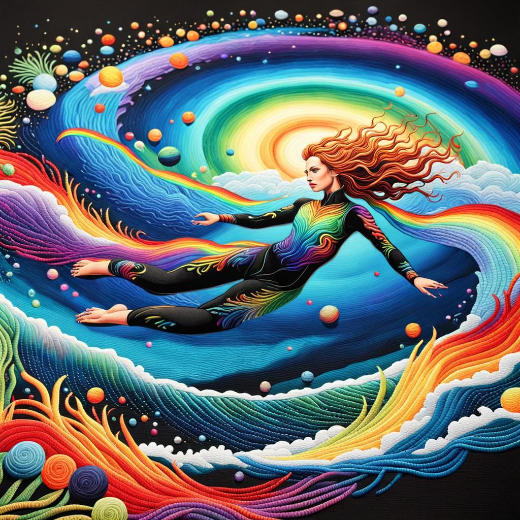 Majestic Cosmic Siren Swimming Through Celestial Galaxy