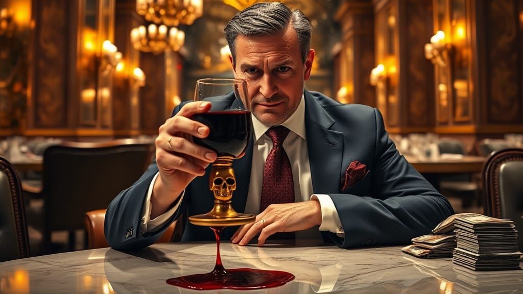 Wealthy Businessman in Lavish Restaurant Scene