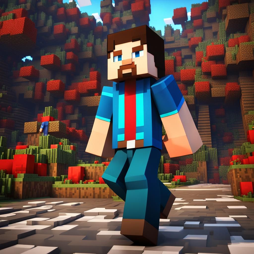 Minecraft Character in Detailed Matte Painting Style
