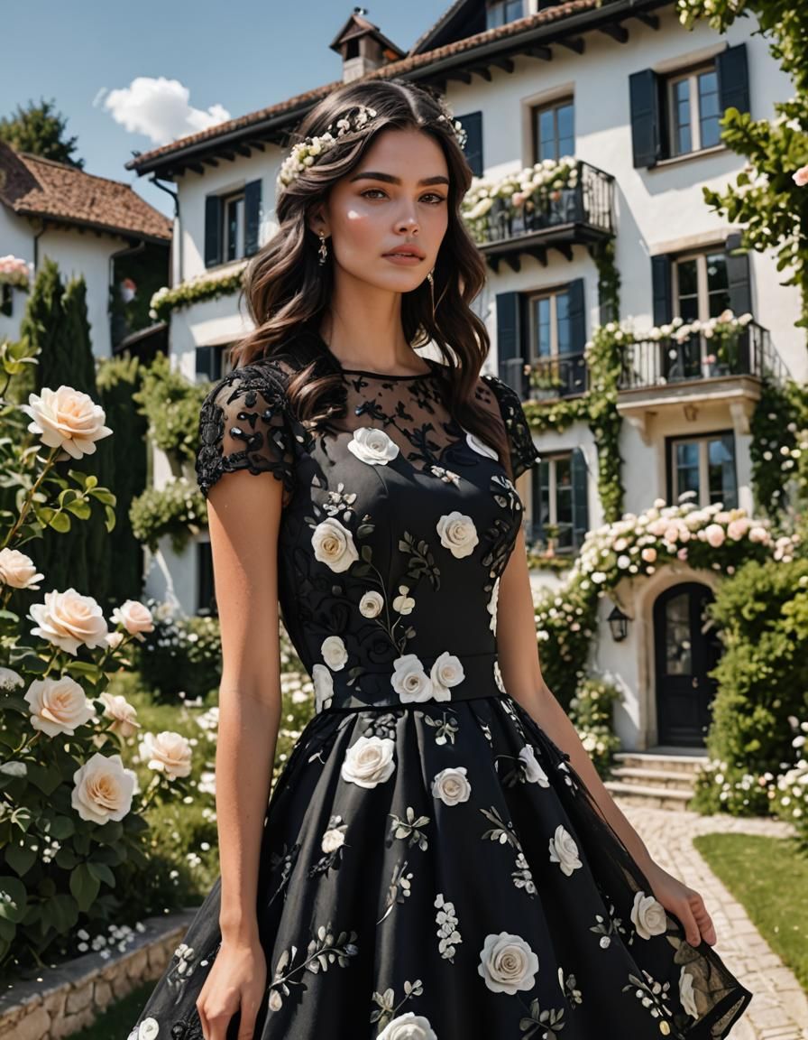 Fantasy Couple with Roses and Summer Villa