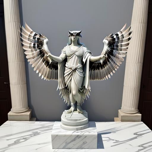Majestic Winged Marble Male Statue