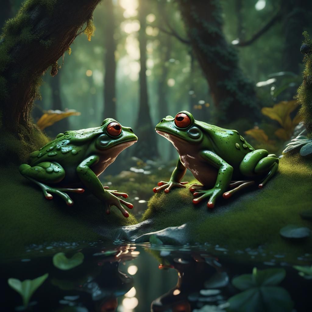 Fantastical Forest Journey with Frogs: Matte Painting