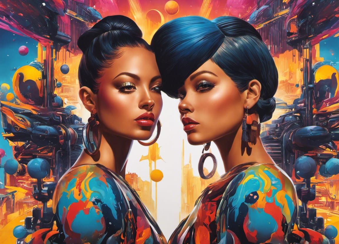 Redhead Twins in Graffiti Splash Art Style