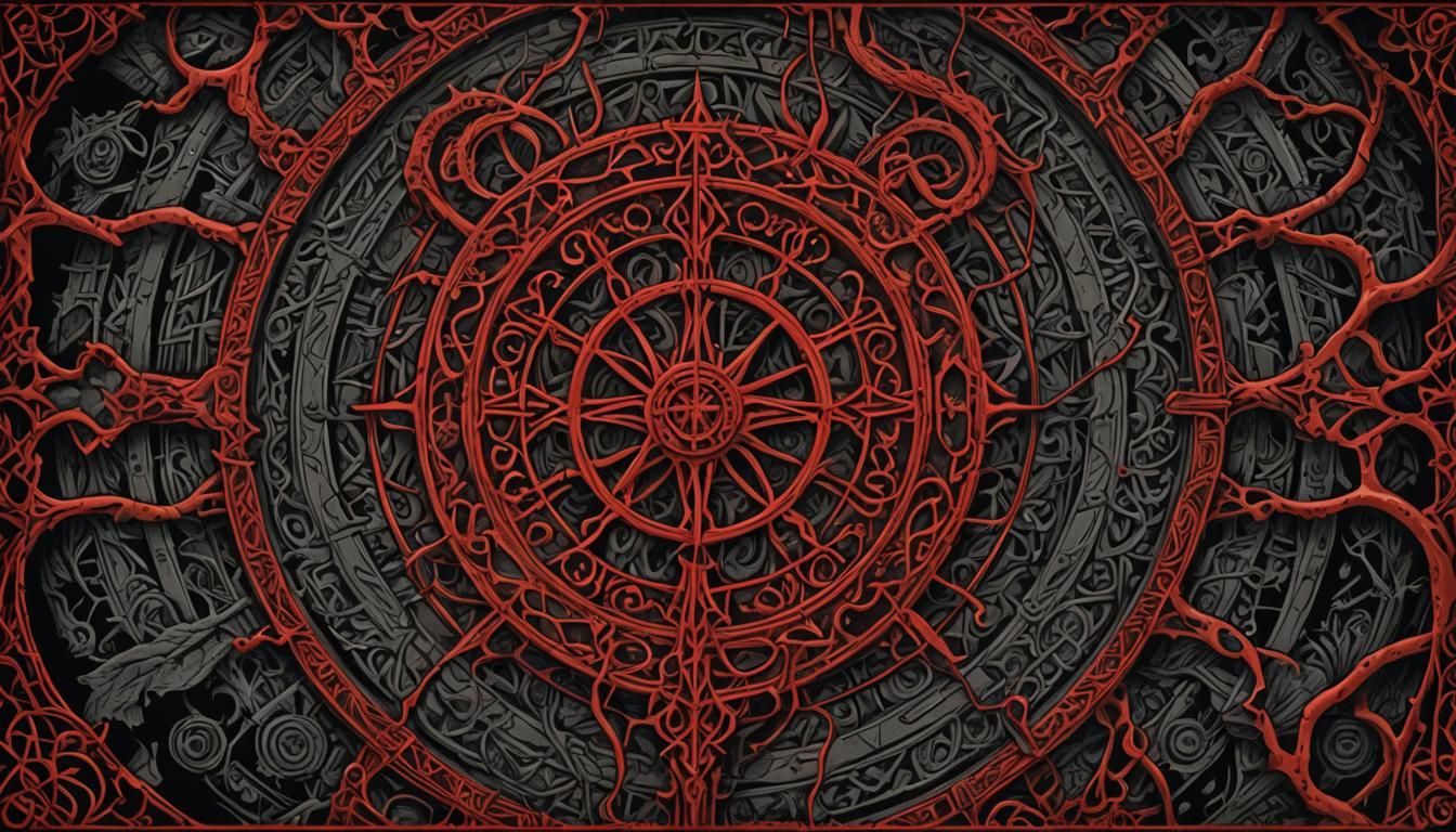 Scarlet Blood Altar: Intricate Occult Sigil