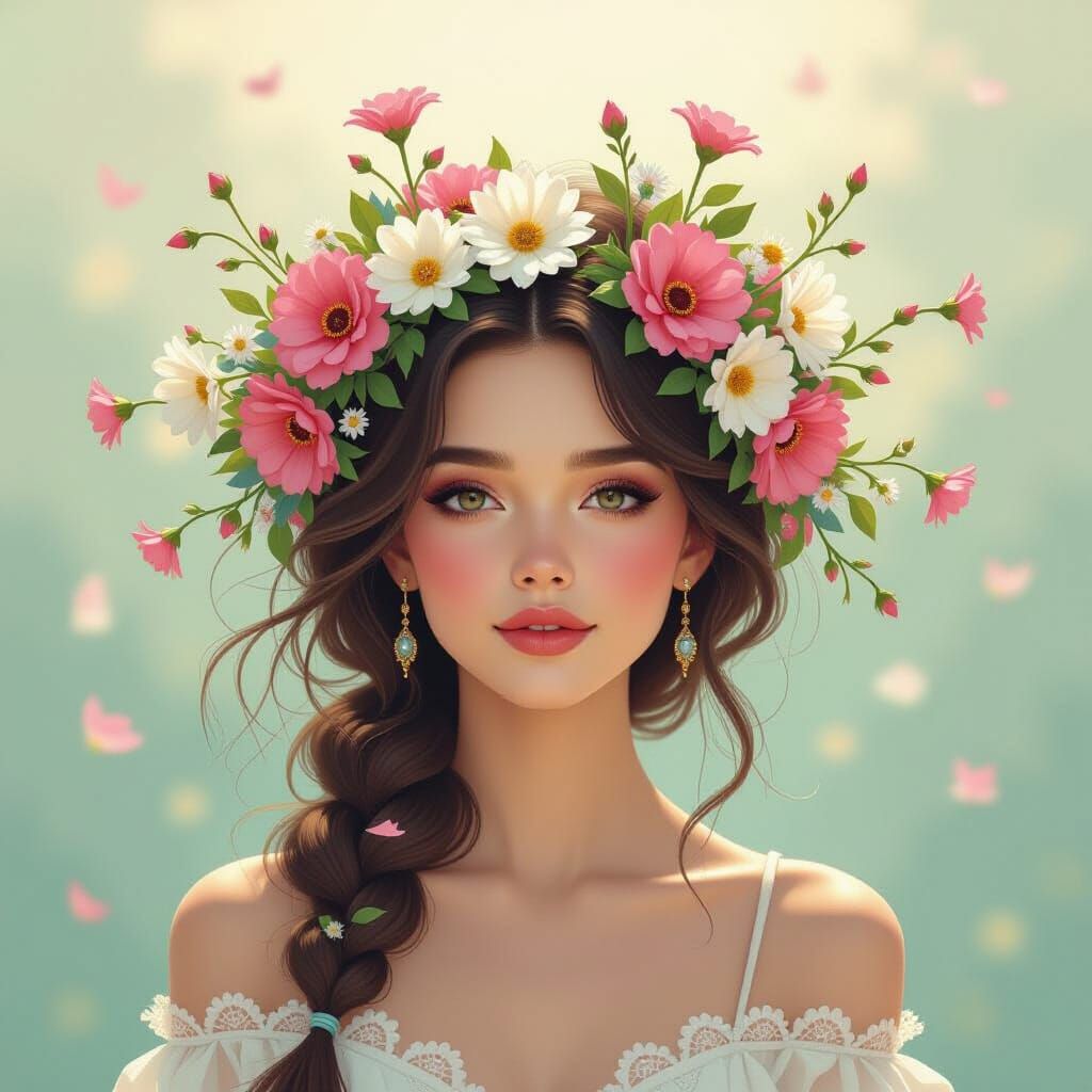 Ethereal Crown of Vines and Wildflowers