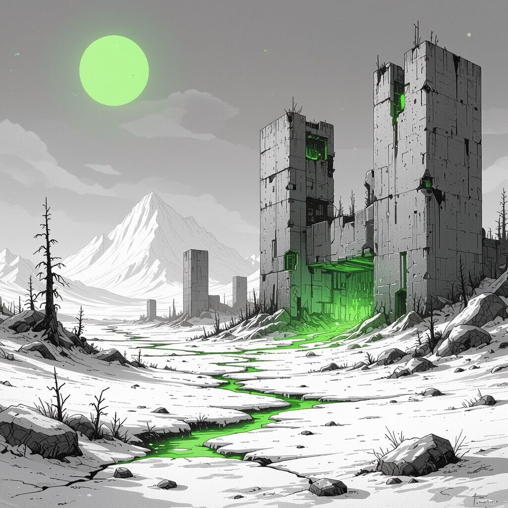 Brutalist Soviet Ruins in Ice Age Landscape