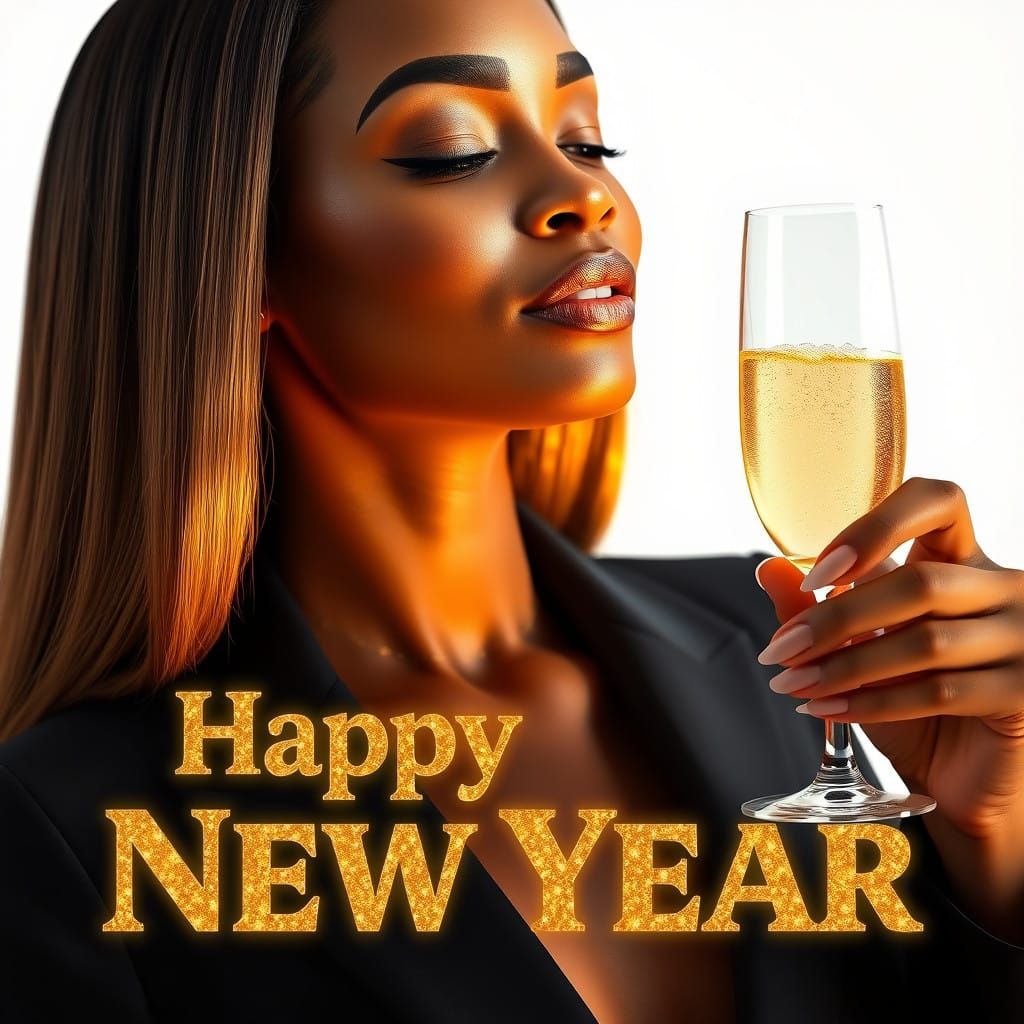 Elegant African Woman Raises Glass in Toast