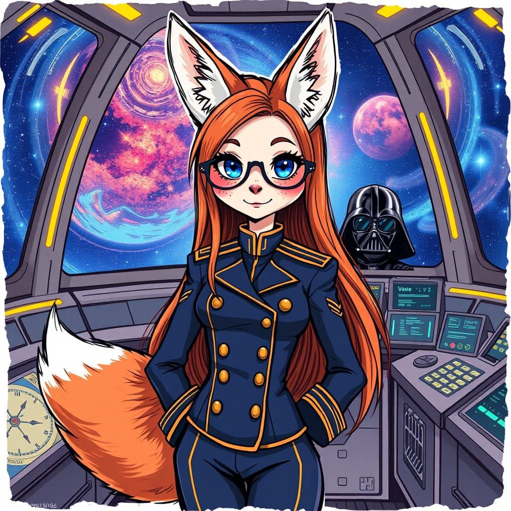 Cinematic Whimsy: Fox Girl Admiral in Golden Ratio Compositi...