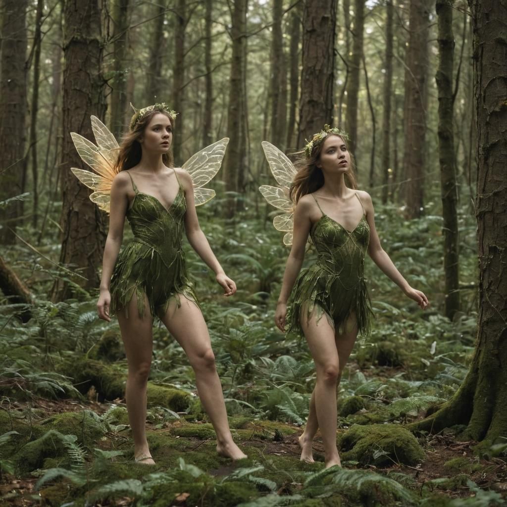 Enchanting Fairies in Forest Scene