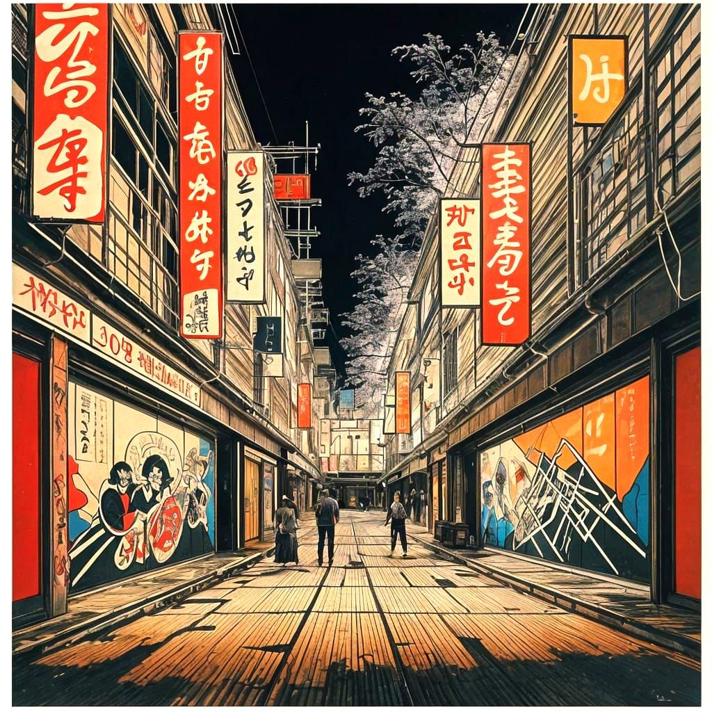 Ukiyo-e Style Basquiat Inspired Painting