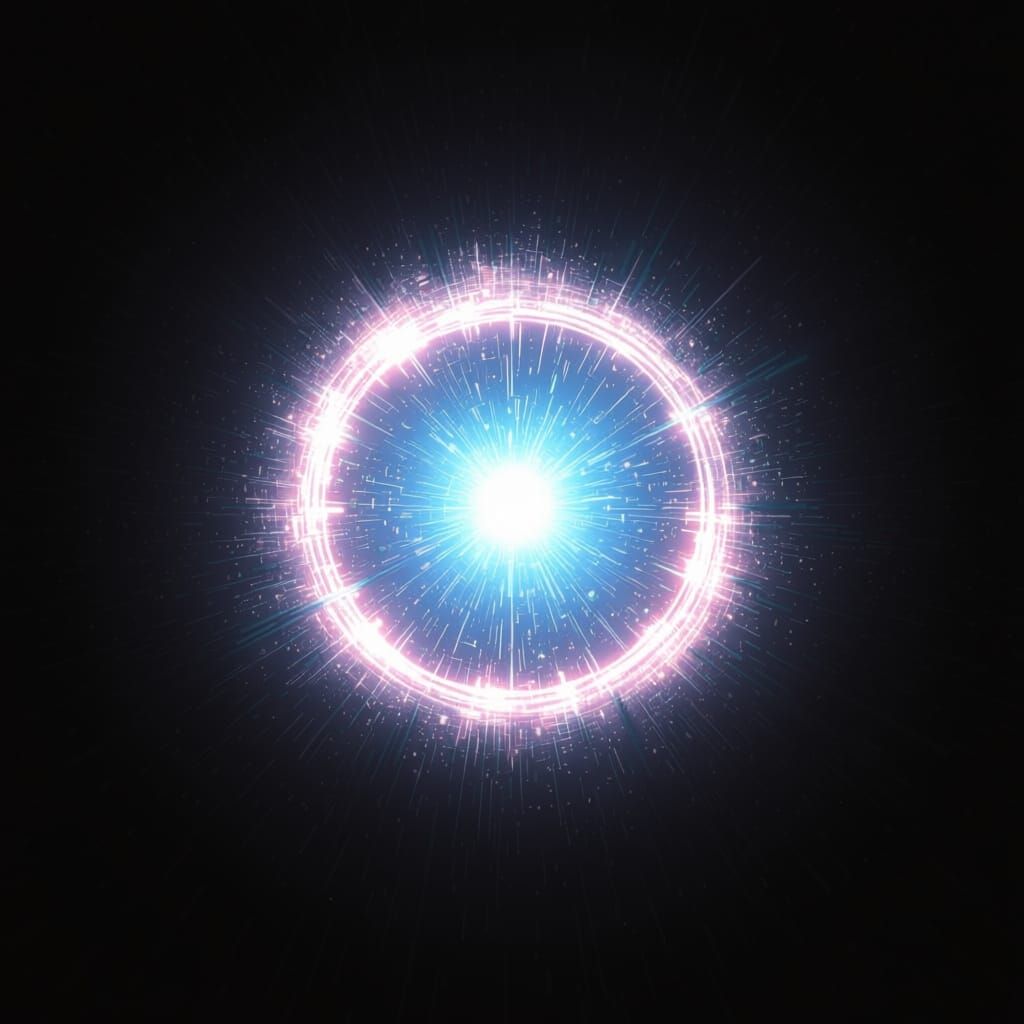 Light Particles Emerge from Circle on White Background