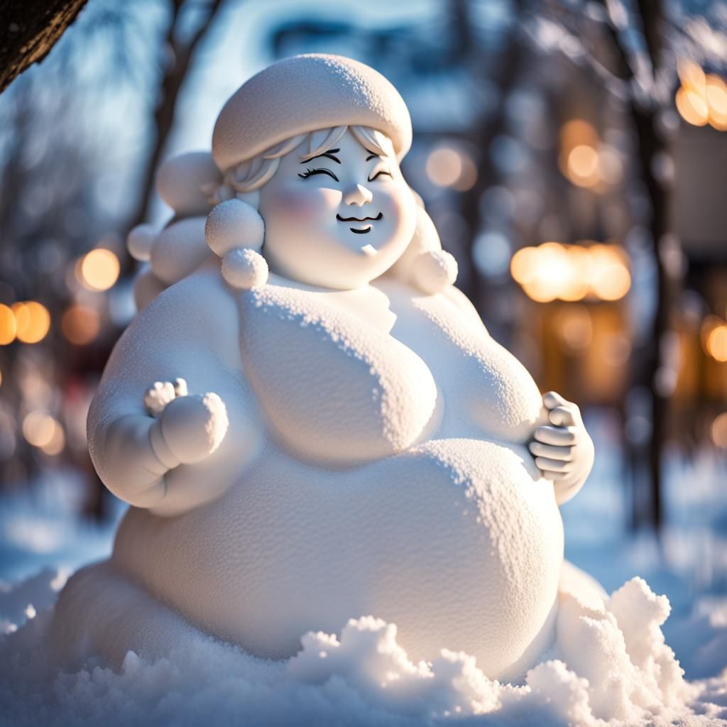 Snow Anime Girl Sculpture: Professional Photography