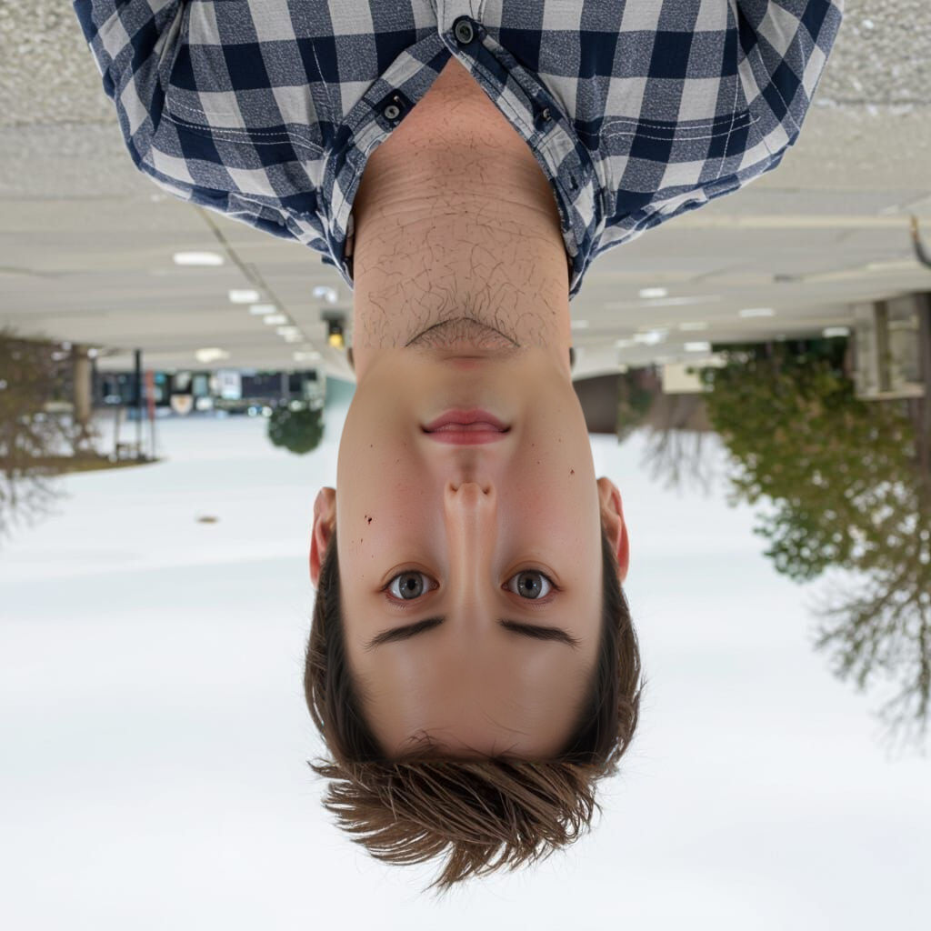 Surreal Portrait of Upright and Upside Down Person