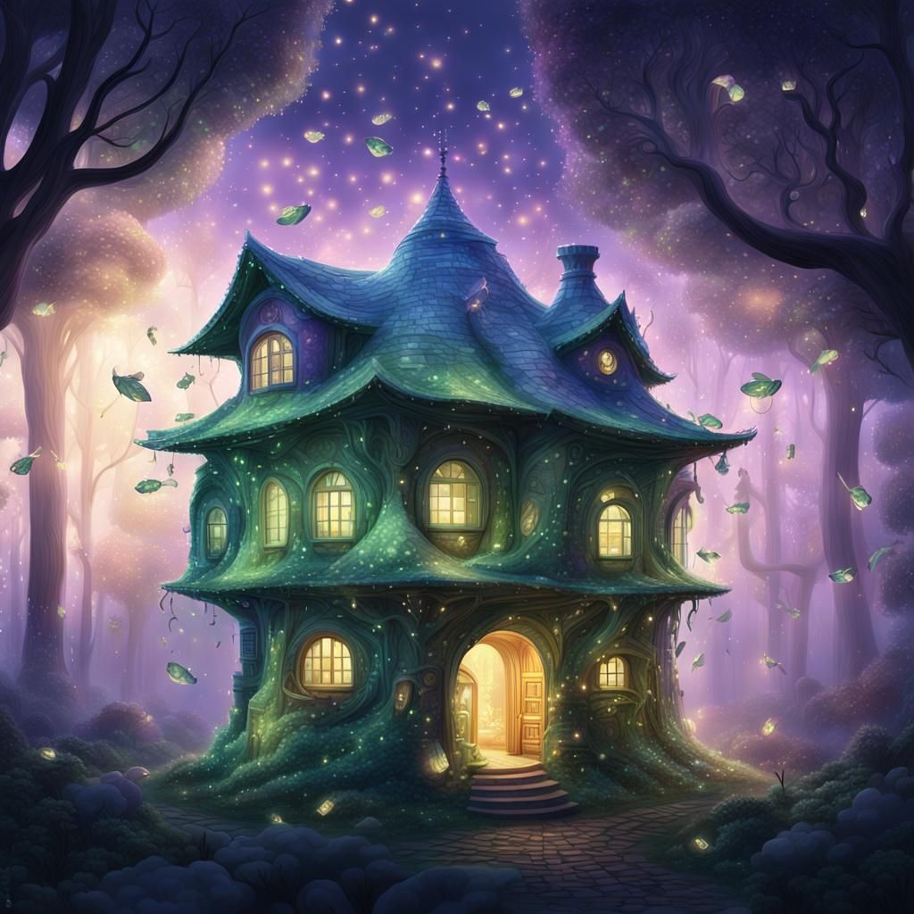 Fantasy Banknote House in Misty Forest