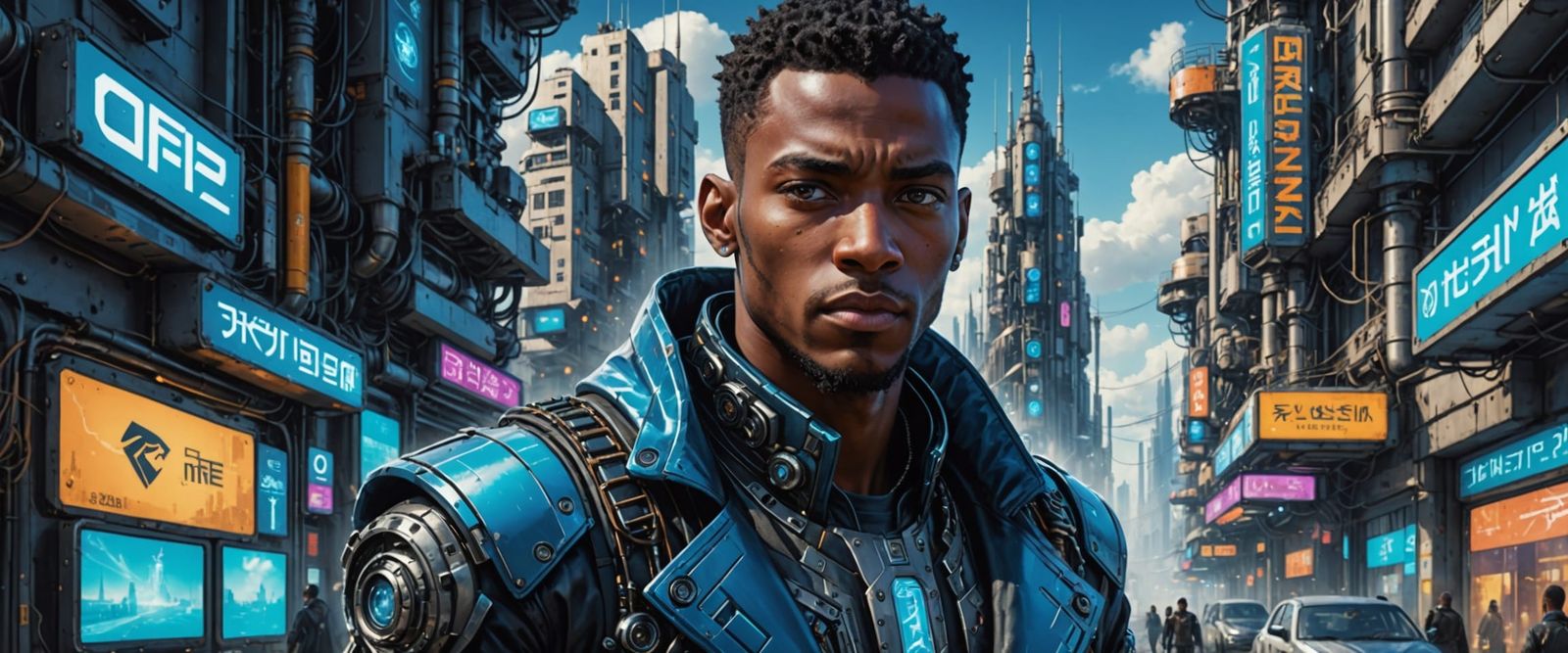 Cyberpunk Aesthetic Portrait of a Young Nubian Man