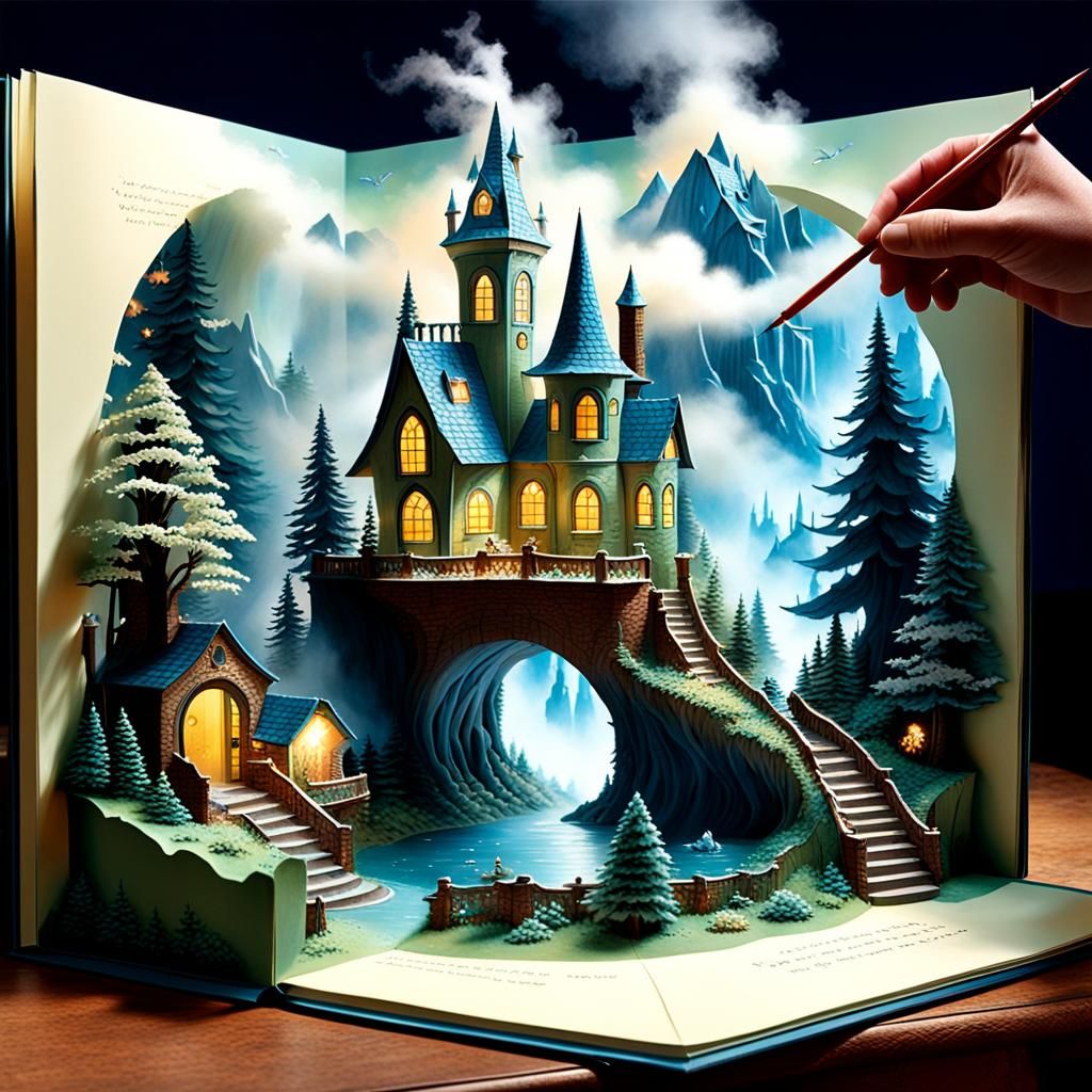 Magical Pop-Up Book Creation in Ethereal Fantasy Style