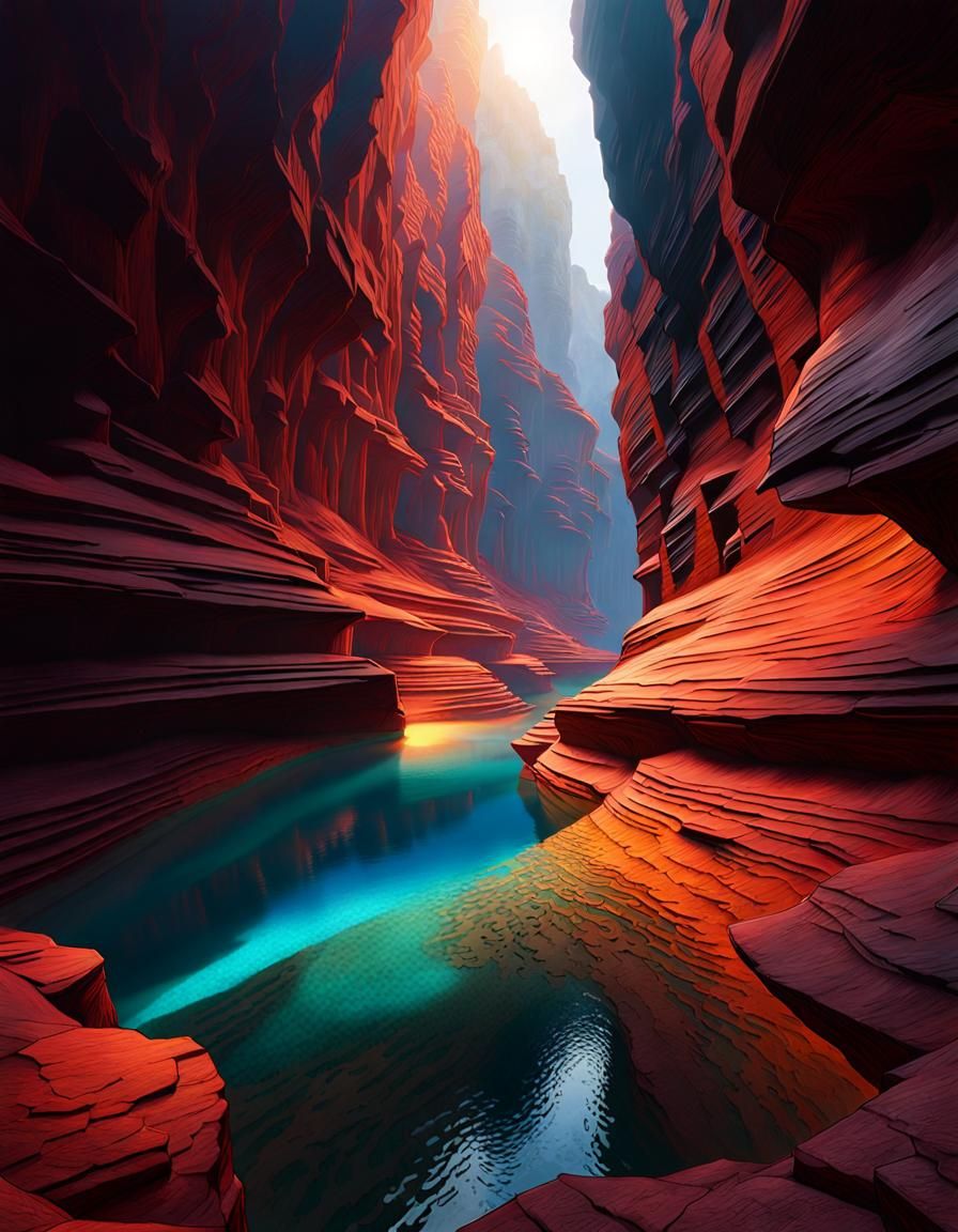 Canyon Layers in Sci-Fi Concept Art Style
