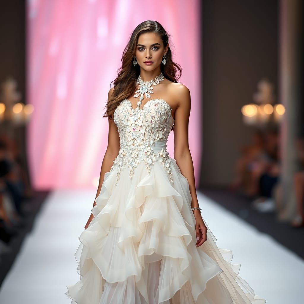 Elegant Candy-Inspired Gown on the Catwalk